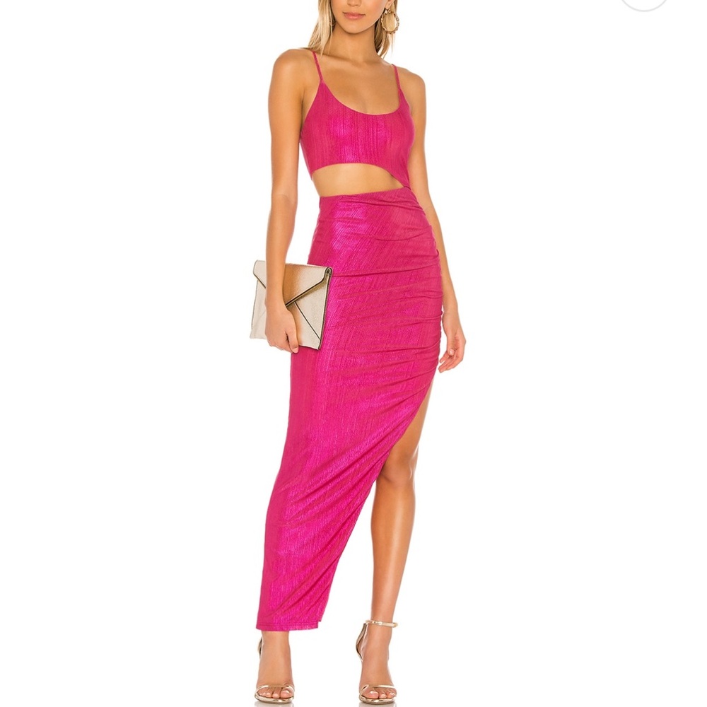 superdown Miyah Cut Out Dress in Pink Metallic